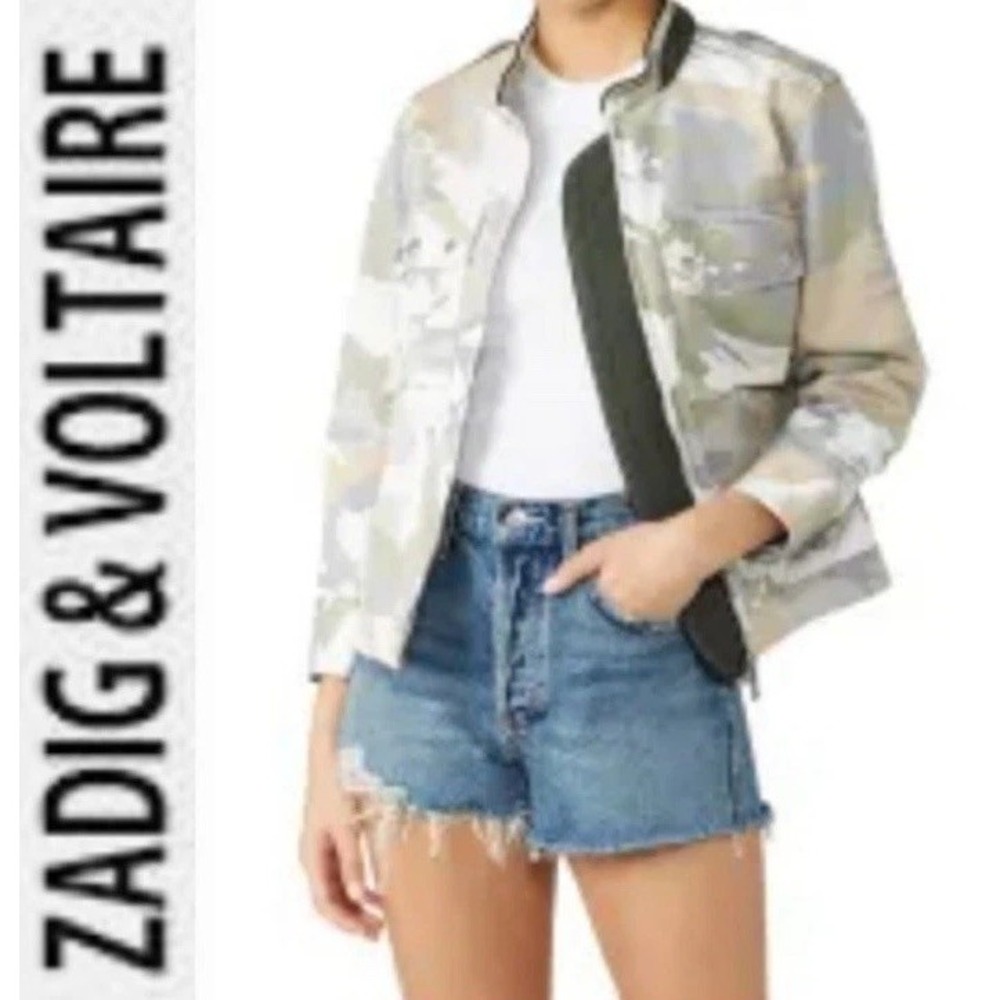 NWT Zadig & Voltaire Women's Kavy Camou Jacket camouflage Military Jacket Size L